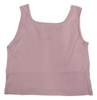 Svetloružový rebrovaný crop top s logom RIVER ISLAND
