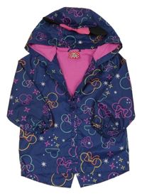 Tmavomodrá šusťáková jarní parka s Minnie a kapucí Tu