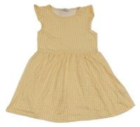 Světleokrovo-biele kockované šaty s volánikmi PRIMARK