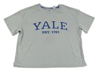 Sivé melírované športové crop tričko s nápisem - Yale H&M