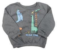 Tmavosivá mikina s dinosaurami PRIMARK