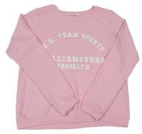 Světlerůžová melírovaná mikina s nápisy H&M