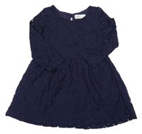 Tmavomodré čipkové šaty H&M