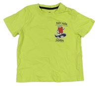 Limetkové tričko s ptiskem s nápismi Lupilu