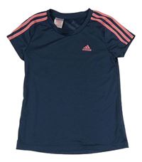 Tmavomodré sportovní funkční tričko s logem Adidas