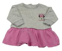 Šedo-růžová teplákovo/tylová tunika s Minnie M&S