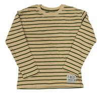 Pískovo-khaki pruhované triko