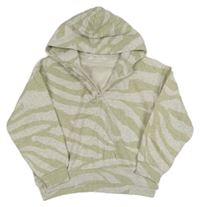 Svetlošedá -zelená melírovaná vzorovaná mikina s kapucňou H&M