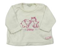 Smetanové sametové triko se slonem a žirafou