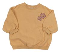 Broskvová oversize mikina s květy Next