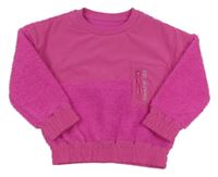 Fuchsiová šusťákovo/huňatá zateplená mikina s nápisem Dunnes