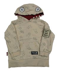 Béžová mikina s příšerkami a kapucí