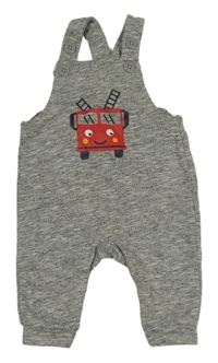 Sivé melírované na traké tepláky s hasičským autom Topomini