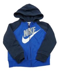 Modro-tmavomodrá propínací mikina s logem a kapucí Nike