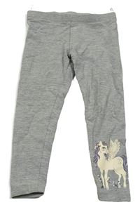 Sivé melírované legíny s jednorožcom C&A