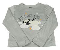 Šedá plyšová pyžamová mikina s mopsem M&Co.