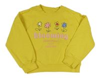 Žltá mikina s kvetinami a nápisom OVS