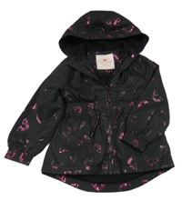 Černá šusťáková jarní parka s duhami a kapucí George