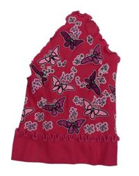 Fuchsiový šátek na hlavu s motýly