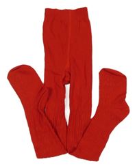 Červené žebrované punčocháče Primark