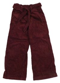 Vínové menšestrové široké nohavice s opaskom Dopodopo