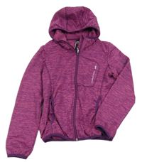 Fuchsiovo-fialová melírovaná pletená propínací mikina s kapucí