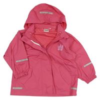 Tmavorůžová šusťáková nepromokavá bunda s korunou a kapucí Impidimpi