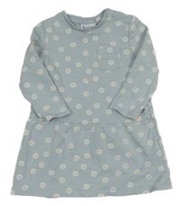 Světlemodré květované teplákové šaty s kapsou Impidimpi