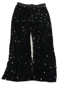 Černé sametovo/flitrové slavnostní kalhoty F&F