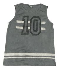 Šedé síťované sportovní tílko s číslem Pocopiano