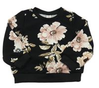 Čierna kvetovaná mikina Shein