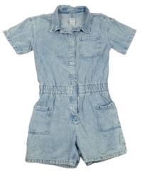 Světlemodrý riflový kraťasový overal Denim Co.