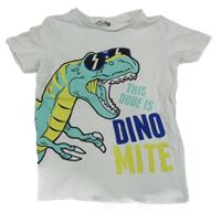 Biele tričko s dinosaurom Pep&Co