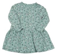 Zelené kvetované bavlnené šaty s vtáčky Topolino