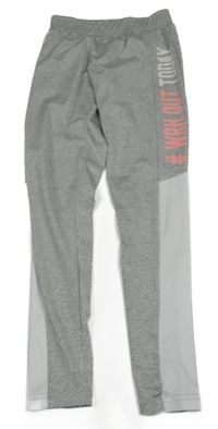 Sivo-biele športové legíny s nápisom Ergeenomixx