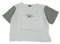 Bílo-khaki tričko s autom