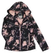 Černo-růžová batikovaná softshellová bunda s kapucí C&A