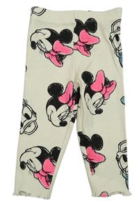 Smetanové žebrované legíny s Minnie a Daisy Disney