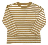 Hnědo-smetanové pruhované mikinotriko s vreckom H&M