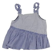 Modro-biely pruhovaný crop top Zara