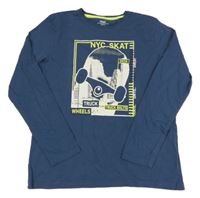Tmavomodré triko se skateboardem Yigga