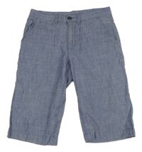 Modré melírované plátenné kraťasy H&M