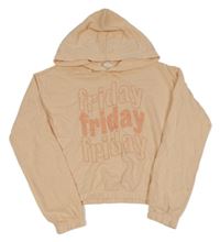 Marhuľová crop mikina s nápismi a kapucňou H&M