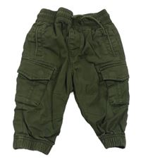 Khaki plátěné cuff kalhoty s kapsami River Island