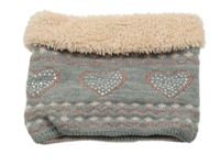 Šedý pletený zateplený nákrčník s kamínky 