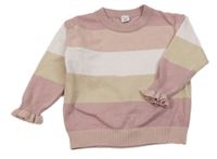 Svetloružová -béžovo-smotanový pruhovaný ľahký sveter Shein