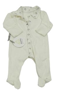 Nové - biely overal s golierikom s tučňáky