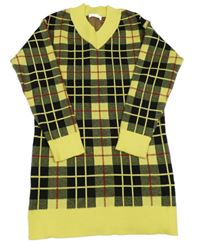 Žlto-čierne kockované svetrové šaty shein