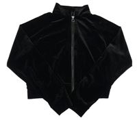 Čierna crop zamatová prepínaci mikina s nápisem na zádech George