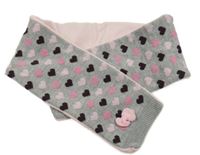 Šedo-růžová pletená vzorovaná šála se srdíčky 